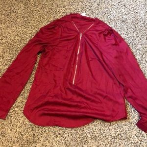 Long sleeve zip up blouse